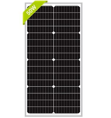 China 50W 12V painel solar monocristalino para carregamento de bateria sustentável de RV Camper SUV à venda