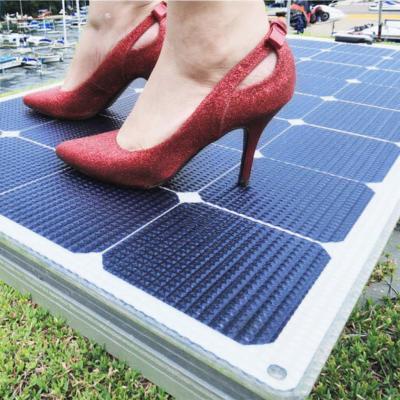 China Zwarte off-grid draagbare monokristallijn zonnepanelen 55W 12V Voor RV Marine boot voor parkeerplaatsen Te koop