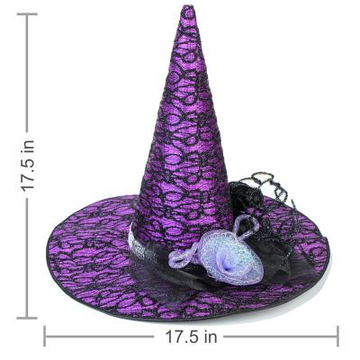 China PPB/PPHM 2023 Party Supplies Cosplay Witch Party Hats Led Purple Witch Hat Decoration For Halloween for sale