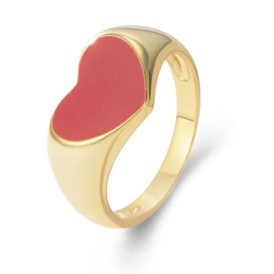 China Peishang Women Lead Free Nickel Free Gold Plated Wholesale 925 Sterling Silver Heart Enamel Custom Ring For Girlfriend for sale