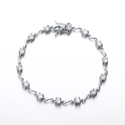 China TRENDY 925 Sterling Silver Jewelry Clear AAA Zircon Tennis Bracelets Bangle Crystal Bracelet For Women Girl for sale