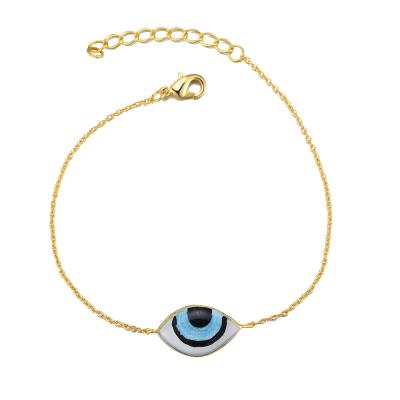 China FASHIONABLE Gold Plated 925 Sterling Silver Women Evil Eye Charm Bracelet for sale