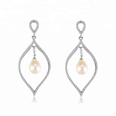 China Silver Wedding Earring Patterns Dangle Freshwater Pearl Jewelry Earings for sale