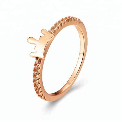 China Romantic Silver Rose Gold Plated Princess Crown Shaped Ring for sale