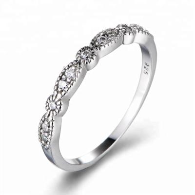 China Casual / Sporty Cubic Zirconia 925 Band Ring Jewelry Engagement Silver Diamond Band Ring for sale