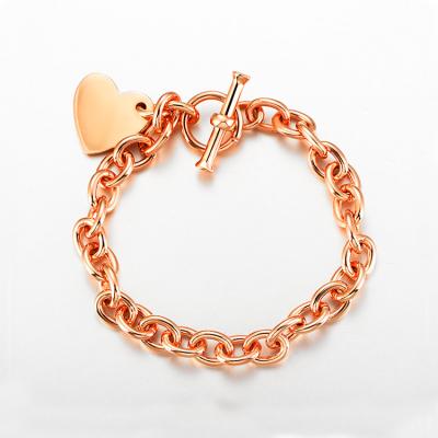 China Elegant Pure Silver Heart Charms New Dubai Big Brazilian Chain Bracelet Gold Jewelry for sale