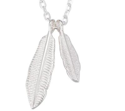 China Peishang Pendant Necklace 925 Sterling Silver Jewelry Two Bird FASHIONABLE Double Feather Leaf for sale