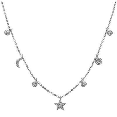 China 2020 Fashion Casual/Sporty Women Moon and Star 925 Sterling Silver Chain Choker Necklace for sale