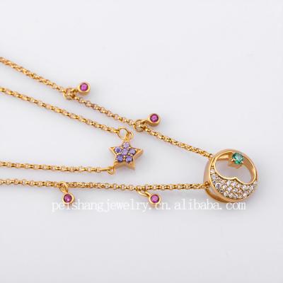 China New FASHIONABLE Multi Colored Layer Necklace Ruby Beads Pendant Necklace for sale