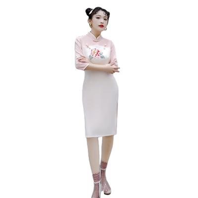 China Retro Summer Promotion Waist Cheongsam Short Sleeve Cheongsam Fresh And Sweet Qipao Customized Waist Skirt for sale