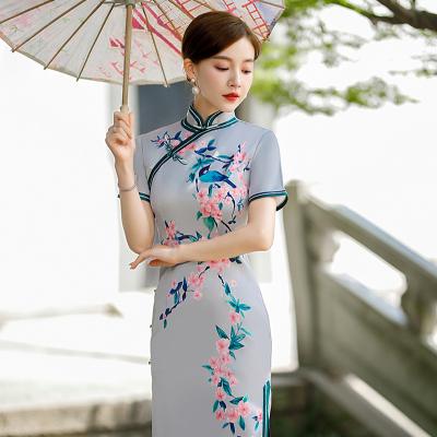 China Cheongsam Show Runway Show Performance Dress To Showcase Performance Cheongsam Elegant Long Waist Customized Size for sale