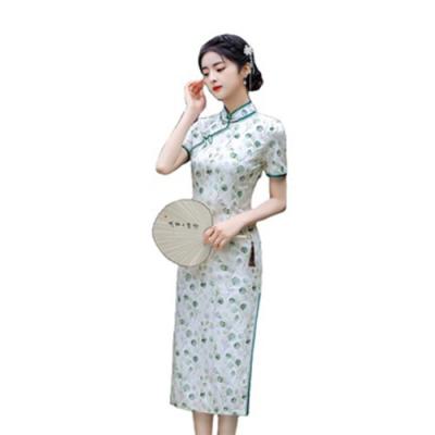 China New Design Summer Fashion Chinese Dress Half Long Sleeves Print Cheongsam Customized Size for sale