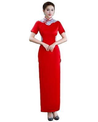 China China Manufacture Cheongsam Dress Fashion Prom Dress Long For Women Red Bride Wedding Dress Retro Customized Size for sale