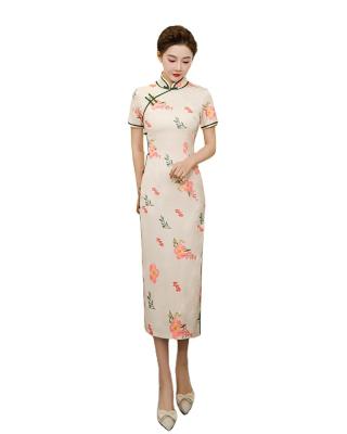 China Tang Suit Printed Qipao Young Style Slim Dress Teenage Kid Short Cheongsam Dress For Girls Customized Size for sale