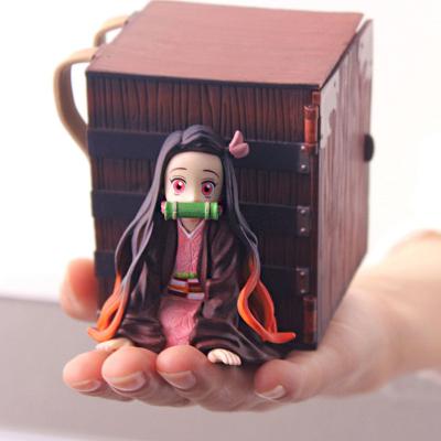 China PVC Kawaii Demon Slayer Nezuko Figure With Box Up Handsome Art 9cm Mini Cute Kimetsu No Yaiba Action Figure Model Dolls Toy for sale