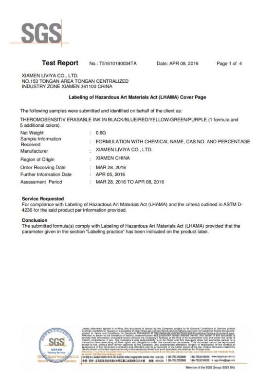 ASTM D-4236 - Xiamen Liviya Co.,Ltd.