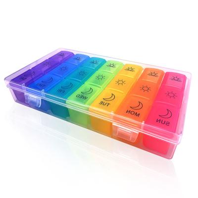 China Factory Wholesale 21 Cases Viable Portable Medicine Pill Box Case Plastic Pill Box 7 Days A Week for sale