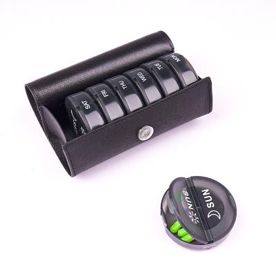 China Weekly Pill Storage Case Pill Medicine Pill Holder Leather Organizer 7 Days PP Travel Pill Storage Cases for sale