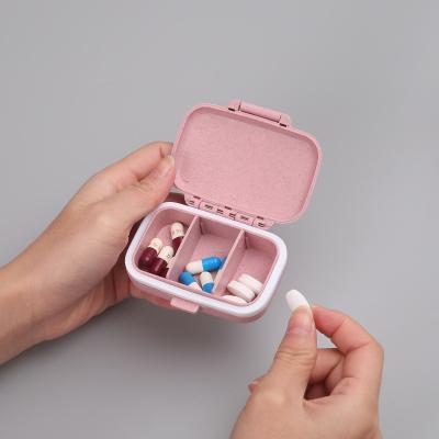 China Portable Pill Box Waterproof Pill Organizer Medicine Storage Organizer Case Wheat Straw Pill Box Holder For Travel Portable Daily Pill Case for sale