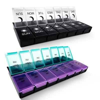 China Weekly Pill Box BPA Free Weekly Pill Organizer 7 Day AM P.M. Large Compartment Custom Pill Storage Cases for sale