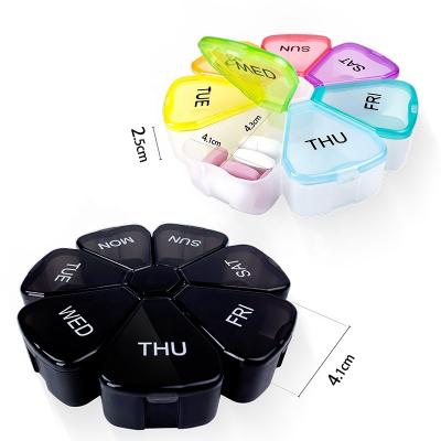 China Colorful Pill Organizer 7 Petal Pill Case Weekly Medicine Organizer 2 Times A Day Pill Organizer Pill Box for sale