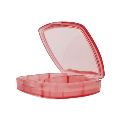 China PC 5 ​​compartments Mini Portable Pill Case transparent red for sale