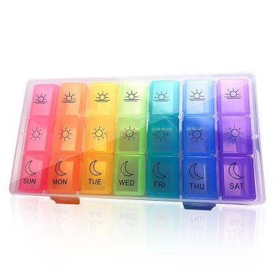 China Factory price rainbow viable classification plastic box pill box 7 days a week 7 day pill box for sale