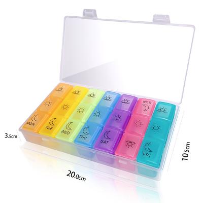 China Hot Selling Viable Rainbow 7 Day Plastic Pill Box Travel Storage Pill Box Portable Pill Box for sale