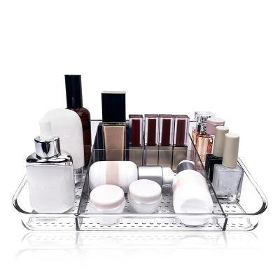 China Viable Clear Premium Quality Plastic Vanity Display Case Makeup Cosmetic Organizer Tray for sale