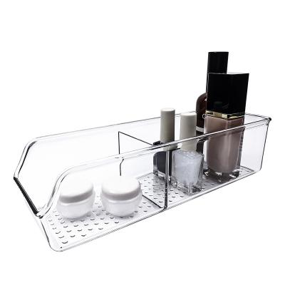 China Modern Clear Makeup Organizer Tray Counter Top Storage Unit Cosmetic Display Case for sale