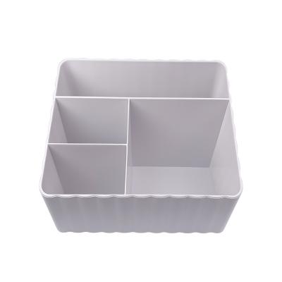 China 2021 Best Selling Four Grids Plastic Makeup Storage Box Organizer Box Home Living Viable Room Storage Box for sale