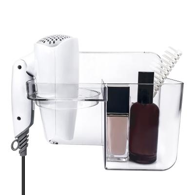 China Modern Wall Mounted Fashion Clear Hair Dryer Holder For Bathroom for sale