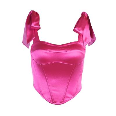 China European and American women's summer foreign trade sexy camisole backless strappy tops I-shaped breathable knitted satin for sale