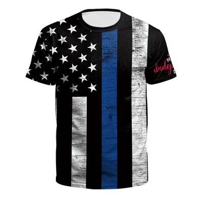 China New Viable American Independence Day Summer Holiday Print Round Neck T-shirt Couples Men And Women Digital Large Size Loose Top for sale