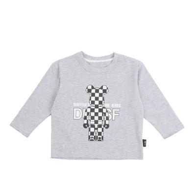 China Boy's checkerboard cartoon bear girl's regular children's clothing children's long-sleeved T-shirt autumn new bottoming shirt for sale