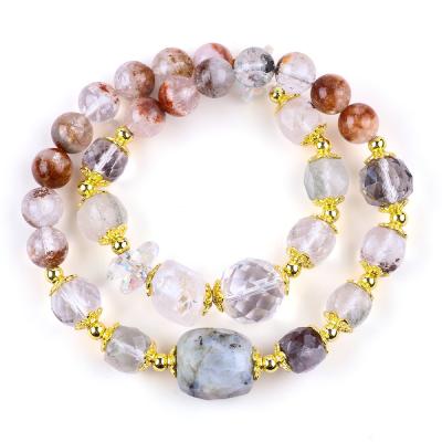 China Natural Garden Quartz 8mm 10mm Bead Bracelet  DIY Clear Quartz Stretch Bracelet For Gift for sale