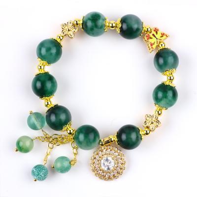 China Brazalete con cuentas de piedras preciosas hechas a mano Brazalete de calcedonia verde Brazalete de encanto ajustable Brazalete para el uso diario de la fiesta en venta