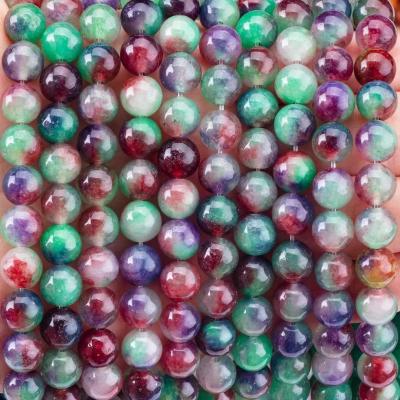 China Darker Green Flower Agate Crystal Stone Smooth Loose Bead For Handmade Bead Jewelry Making for sale