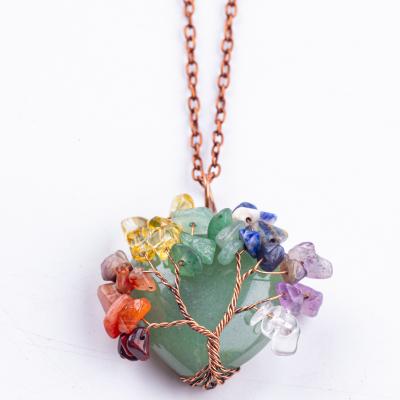 China Unisexo Verde Aventurino Chakra Curación Cristal Collar Chakra Colgante de Piedra en venta