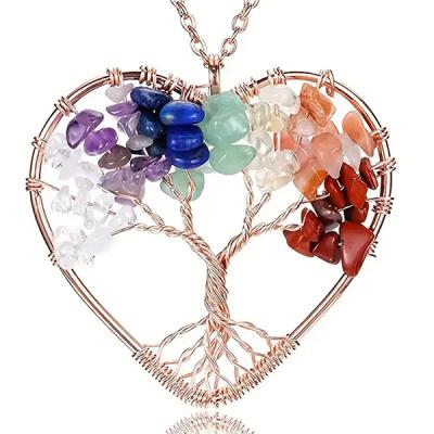 China 5*5cm Árbol de la Vida collar con Piedra Chakra colgante en venta