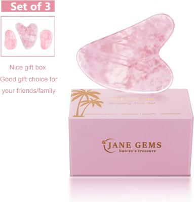 China Polished Smooth Crystal Rose Quartz Gua Sha Board Jade Face Stone Para Anti Aging à venda