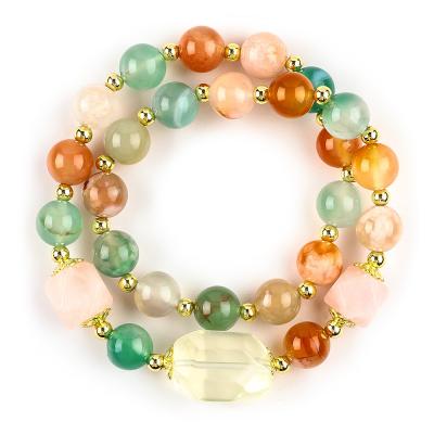 China Handgefertigt Edelstein Perlen Armband Naturblumen Achat Stein Armband Verstellbare Zauber Armband Für die Party täglich zu verkaufen