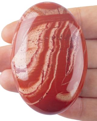 China Oval Rojo Jaspe Piedra de palma Jaspe Piedra de preocupación Ansiedad Liberación en venta