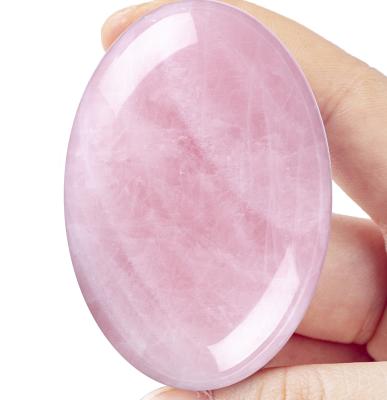 China Natural Rose Quartaz Palm Stone Healing Polished Pocket Rose Quartz Rock Stones Worry Stone Anxiety Releasing for sale