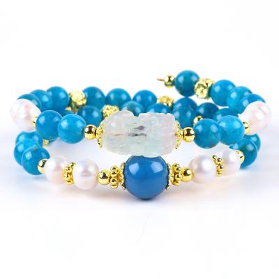 China 8mm natuurlijke kristallen steen Apatite Genezende kracht Edelsteen Dubbellaag Perlen Verstelbare Armband Voor Juwelen Geschenk Te koop