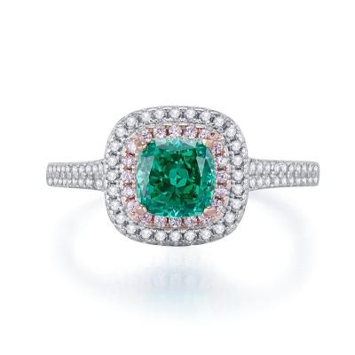 China Anillos de boda de piedra preciosa de forma cuadrada verde de zircón para mujeres en venta