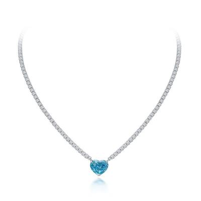 China Elegante Herzform Aqua Blau 925 Sterling Silber Herz Edelstein Halskette zu verkaufen