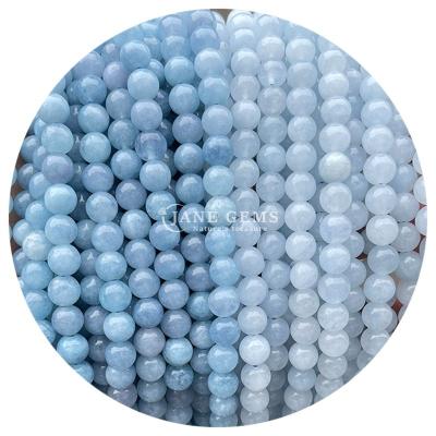 China Wholesale Round Natural Stone Beads Round Loose Gemstone Beads Accessories 8mm Aquamarine Loose Beads for DIY Jewelry for sale