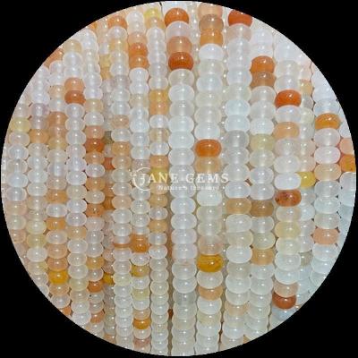 China Perlas de gemas tamaño personalizado Rondelle Ábaco forma de piedra preciosa opalita dorada seda hilos de perlas sueltas para la fabricación de joyas en venta