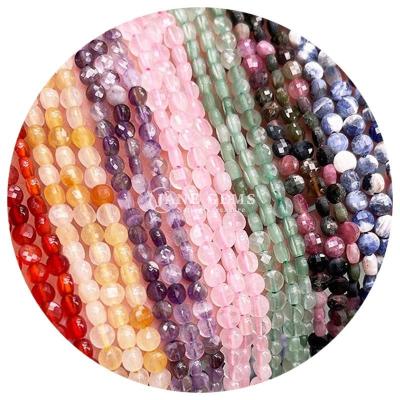 China Flat Shape Faceted Beads Crystal Gemstone Round Shape Loose Bead Strands for DIY Jewelry Making for sale